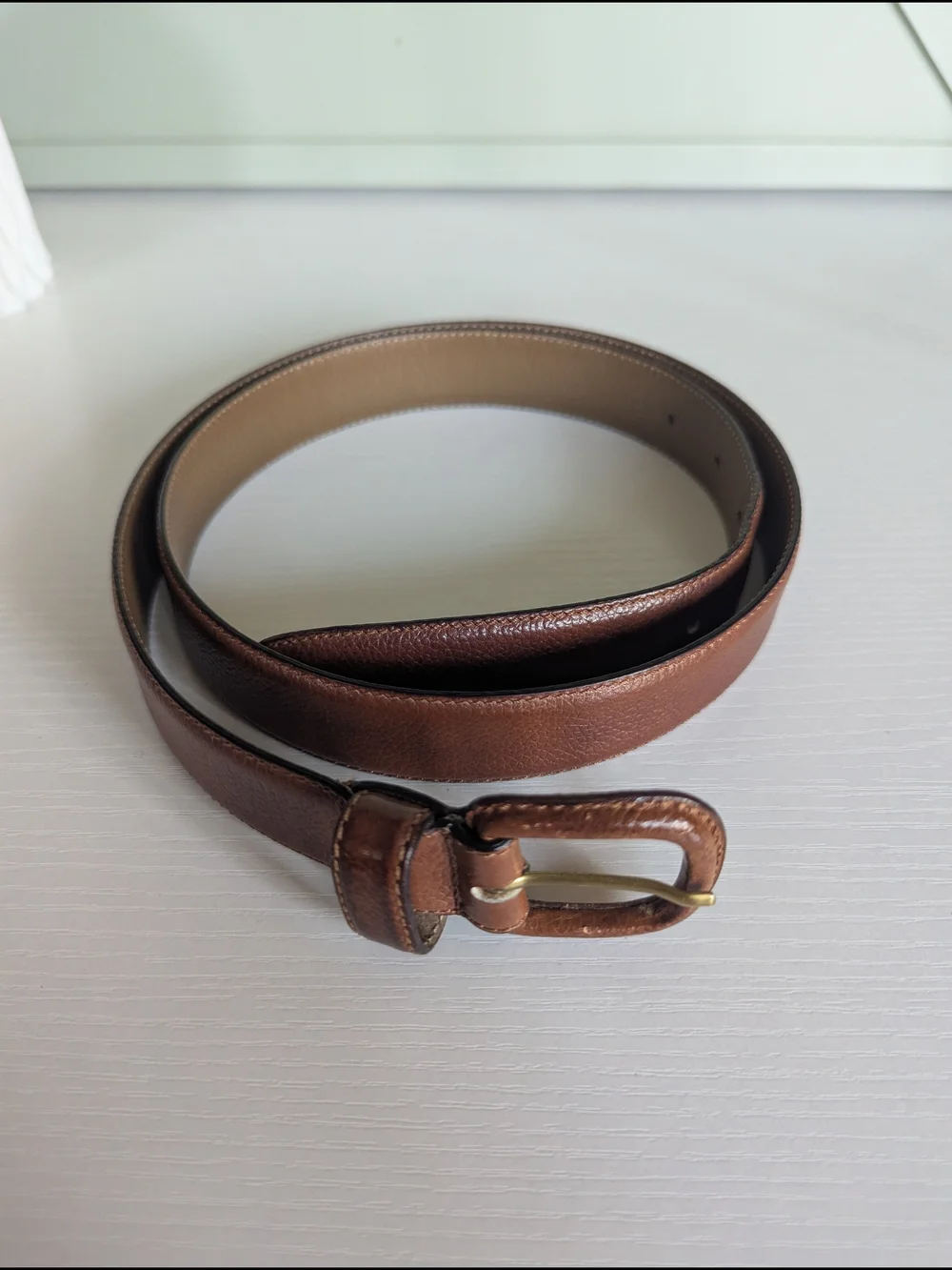 Bally Brown Leather Belt with Gold-Tone Buckle